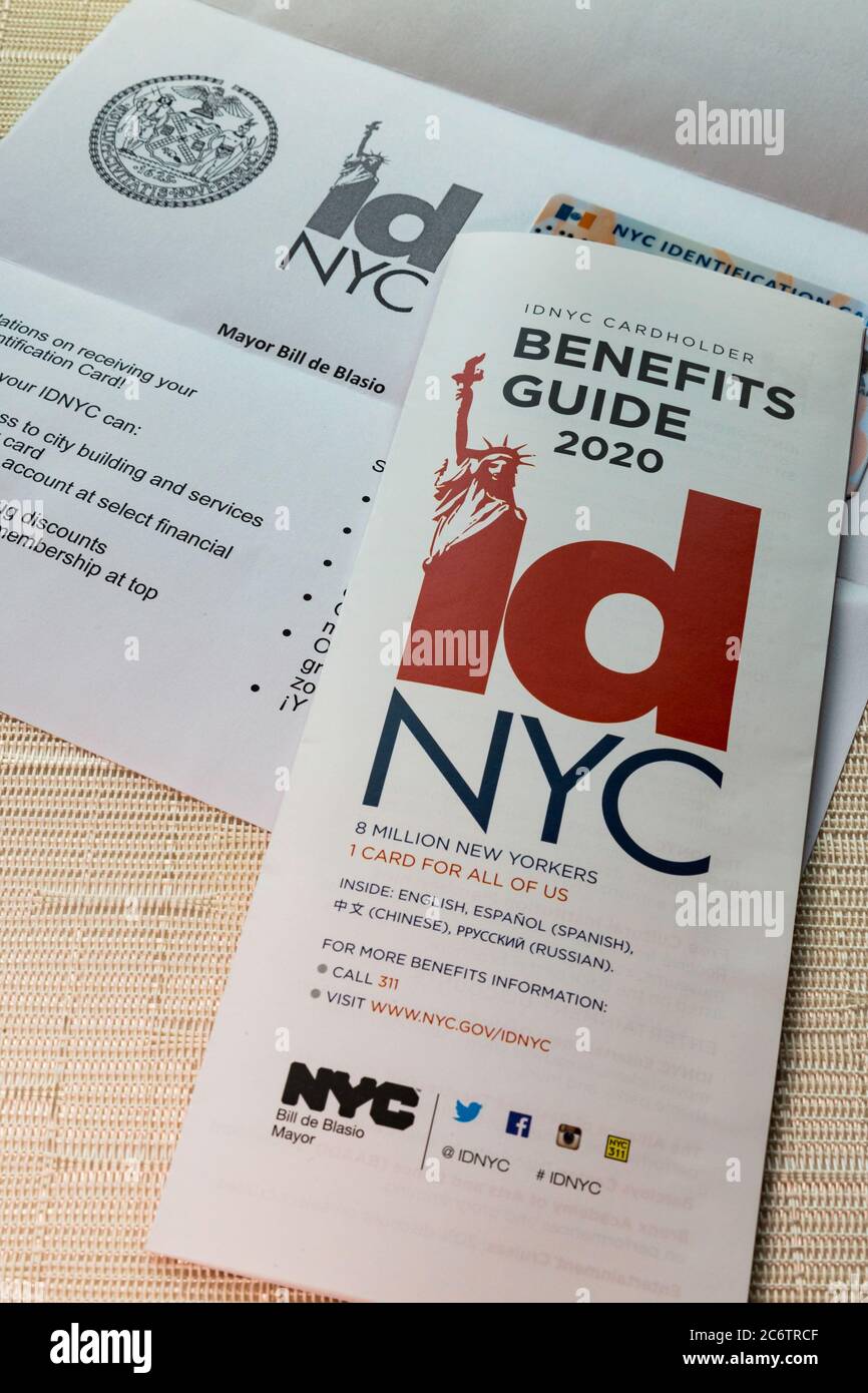 GUIDE des avantages SOCIAUX DE L'IDNYC 2020, New York, États-Unis Banque D'Images