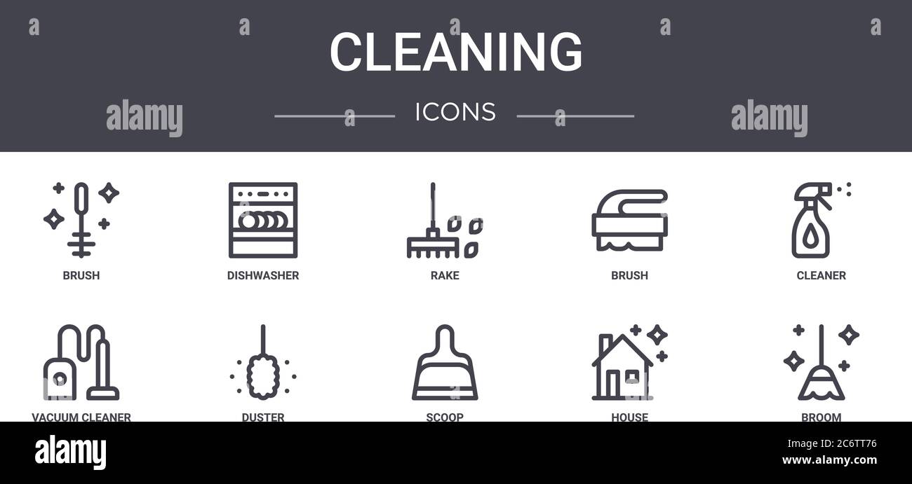 ensemble d'icônes de la gamme de produits de nettoyage. contient des icônes  utilisables pour le web, le logo, l'interface utilisateur/l'interface  utilisateur comme le lave-vaisselle, la brosse, l'aspirateur, la pelle, la  maison, le