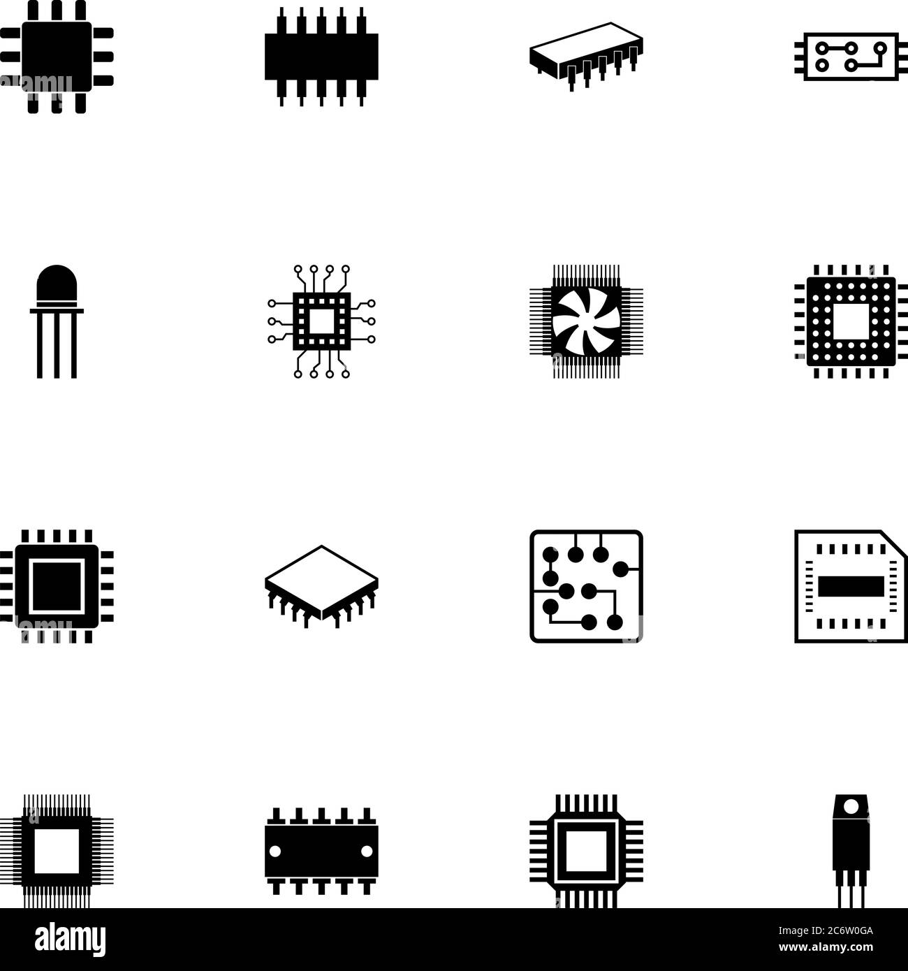 Icône puces d'ordinateur - développez à n'importe quelle taille - changez de couleur. Perfect Flat Vector contient des icônes telles que processeur, processeur graphique, processeur, puce en silicium, microch Illustration de Vecteur
