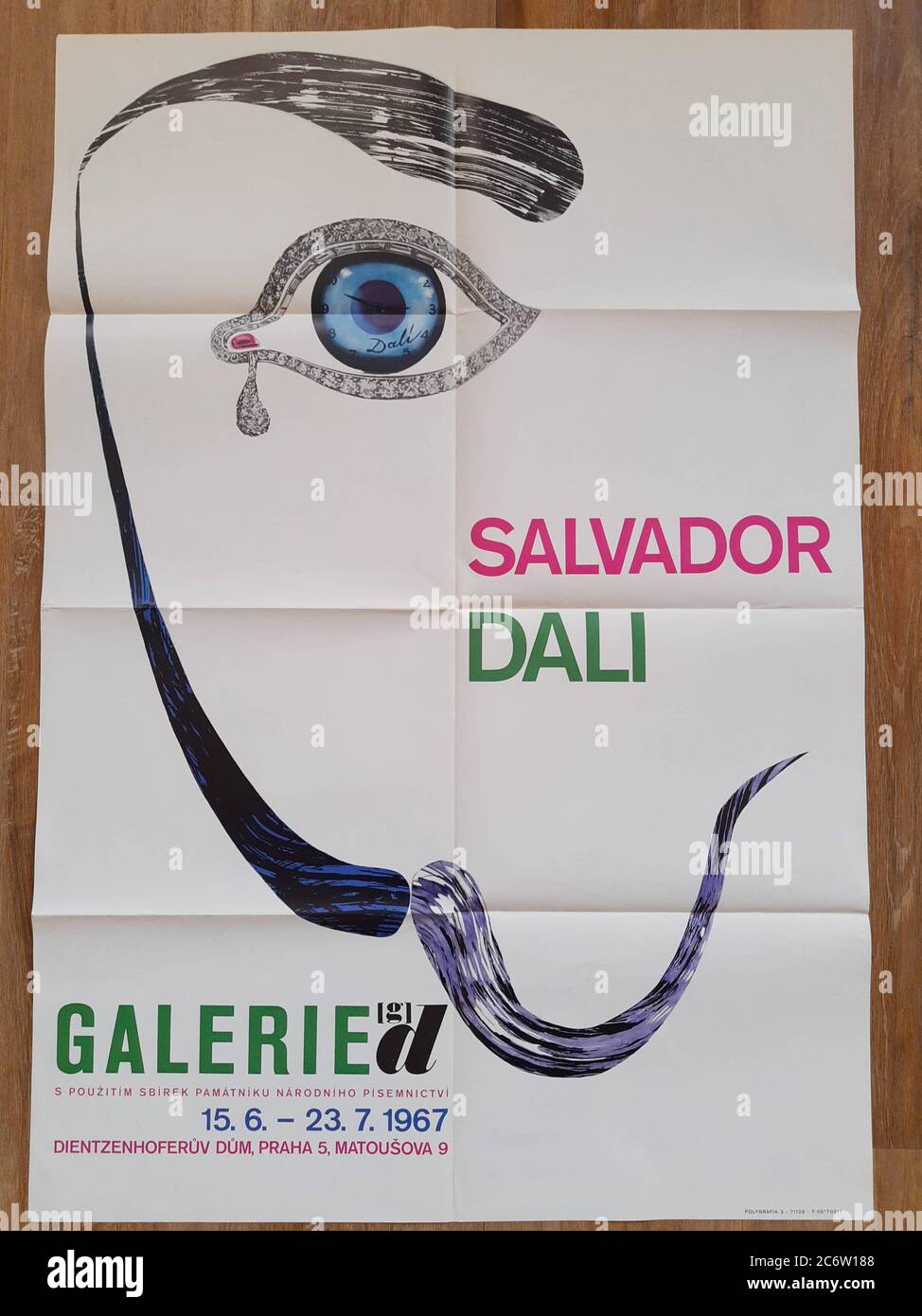 Affiche ancienne de l'exposition Savador Dali à Prague, 1967, chants de Maldoror Banque D'Images