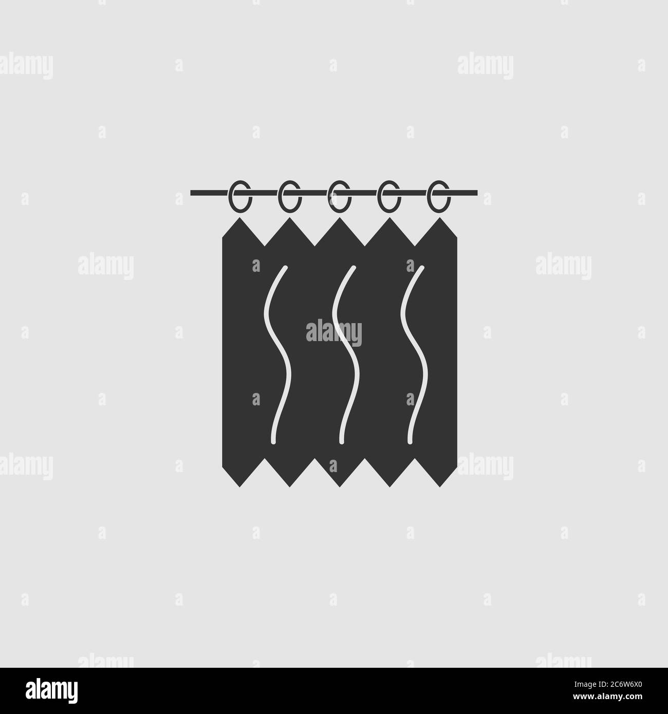 Rideaux à plat. Pictogramme noir sur fond gris. Symbole d'illustration ...