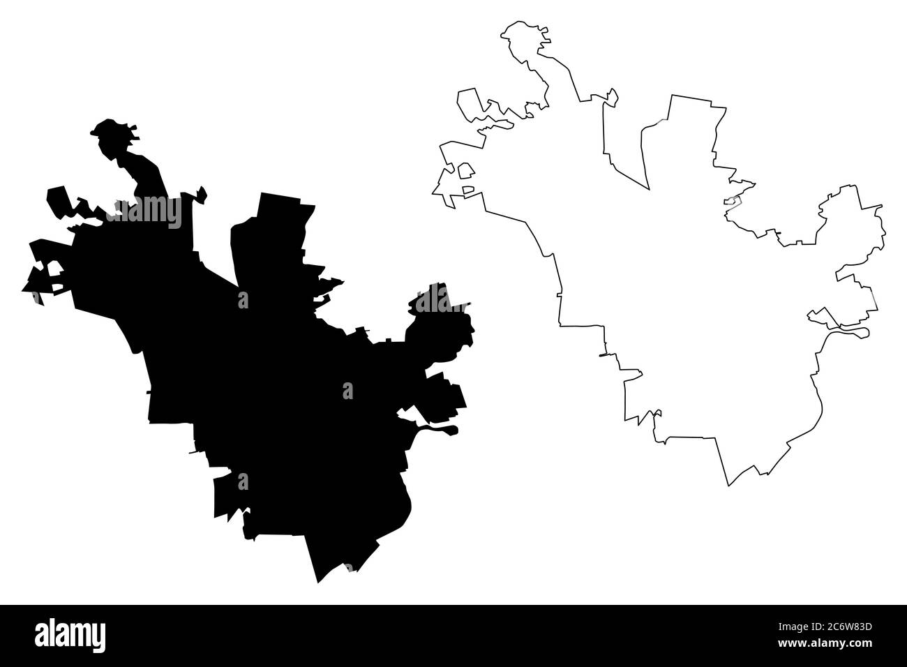 Illustration vectorielle de la carte de la ville de Queretaro (États-Unis du Mexique, État de Queretaro), croquis de scribble carte de la ville de Santiago de Queretaro Illustration de Vecteur