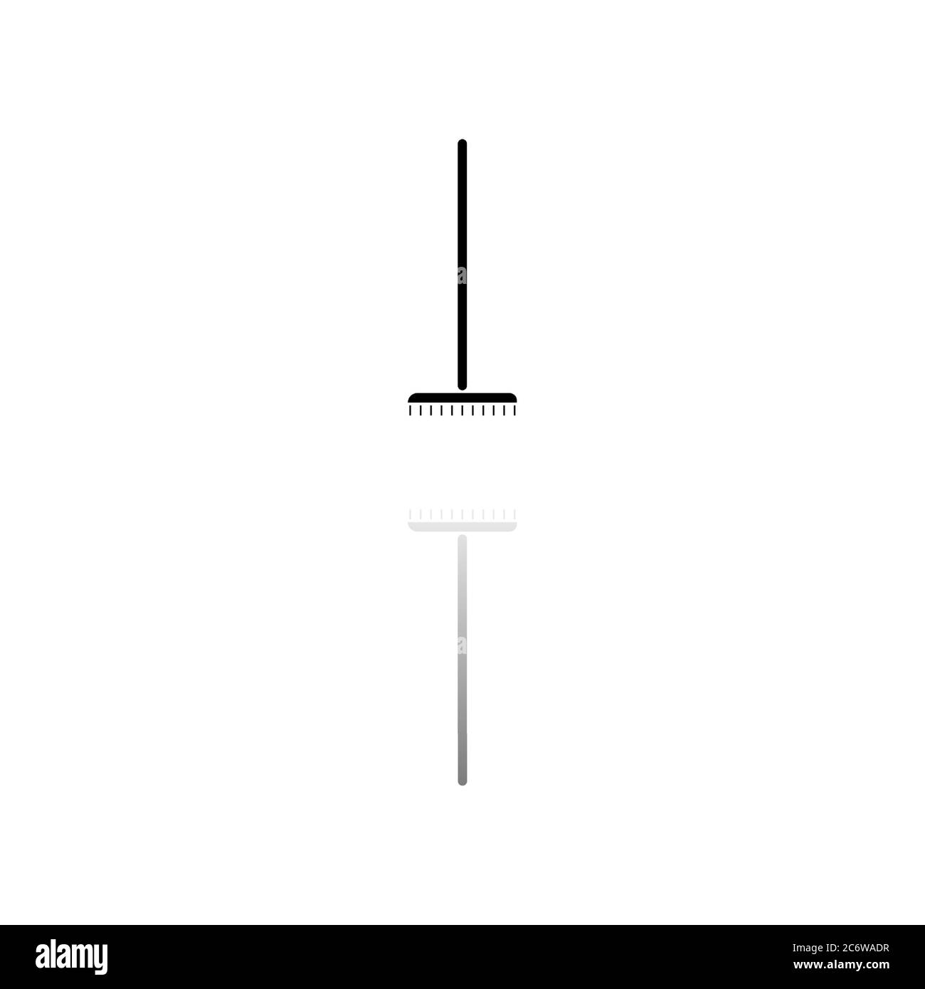 Râteau de jardinage. Symbole noir sur fond blanc. Illustration simple. Icône vecteur plat. Ombre de réflexion miroir. Peut être utilisé dans le logo, le Web, le mobile et Illustration de Vecteur