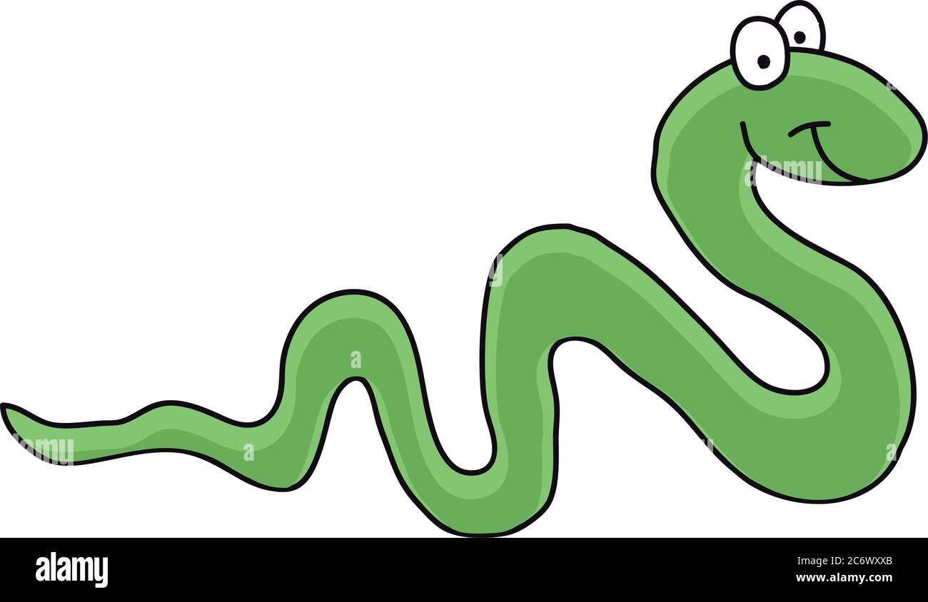 Illustration De Dessin Anime D Un Mignon Serpent Vert Souriant Vecteur Eps10 Image Vectorielle Stock Alamy