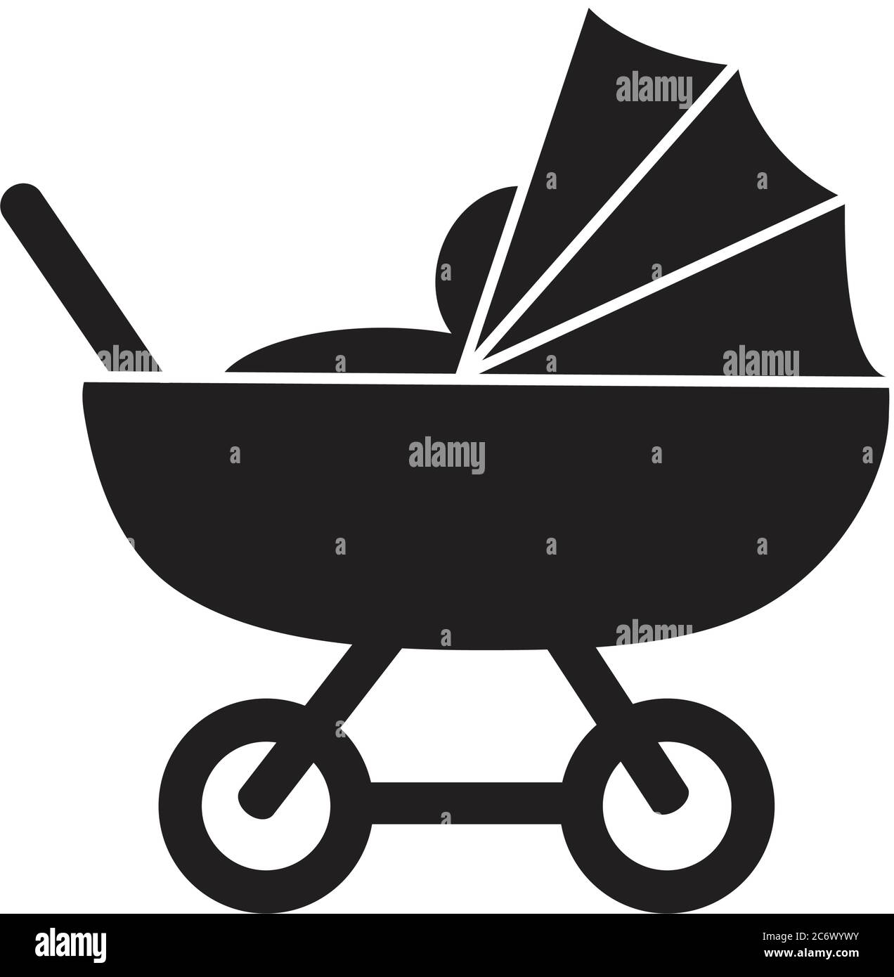 Bebe Chariot Simple Mignon Plat Noir Nad Blanc Icone Vecteur Pictogramme Image Vectorielle Stock Alamy