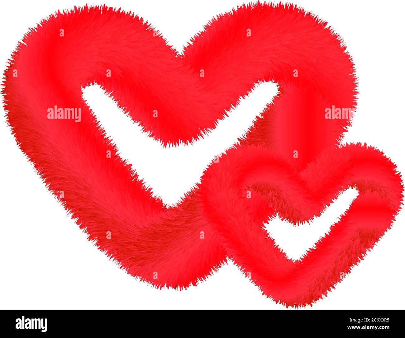 Coeurs en fourrure pour la Saint-Valentin. Coeur de dessin animé rouge Illustration de Vecteur