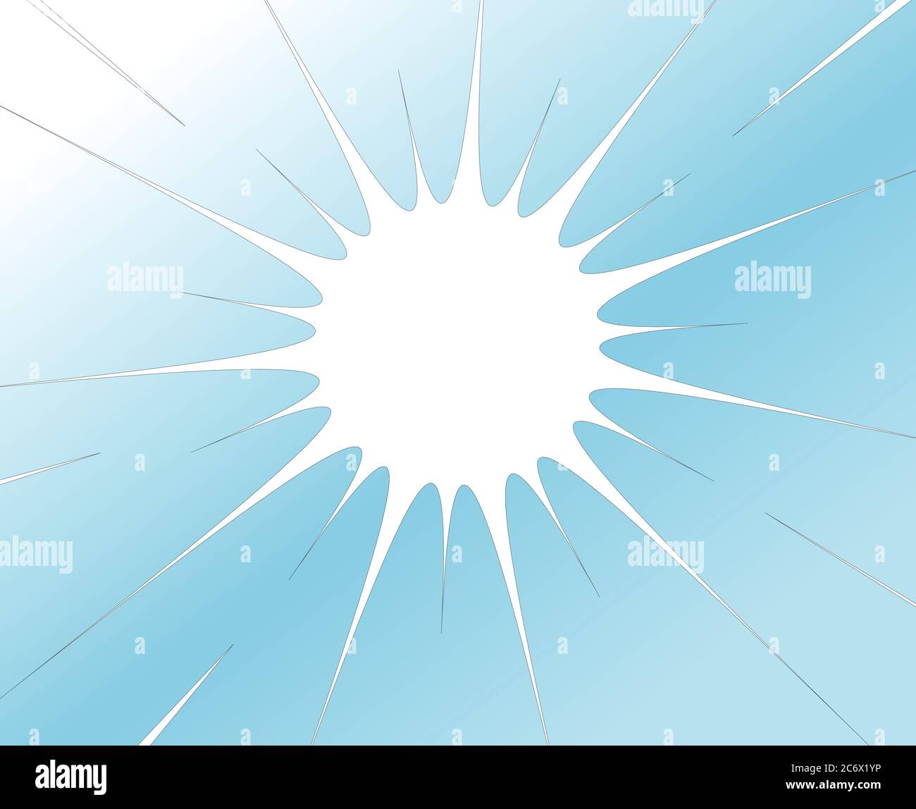 trou radial blanc avec rupture de la rupture sur fond bleu verre brisé ou vecteur de rupture Illustration de Vecteur