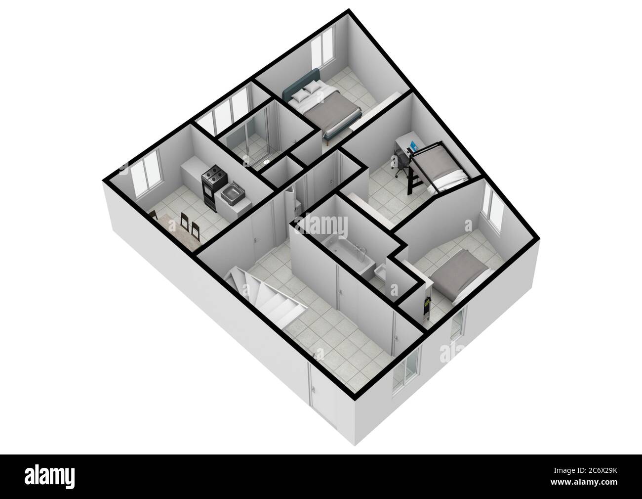 Plan d'étage intérieur. plan d'étage 3d pour l'immobilier. Plan de la maison. Design 3D de l'espace domestique. Plan d'étage en couleur. Banque D'Images