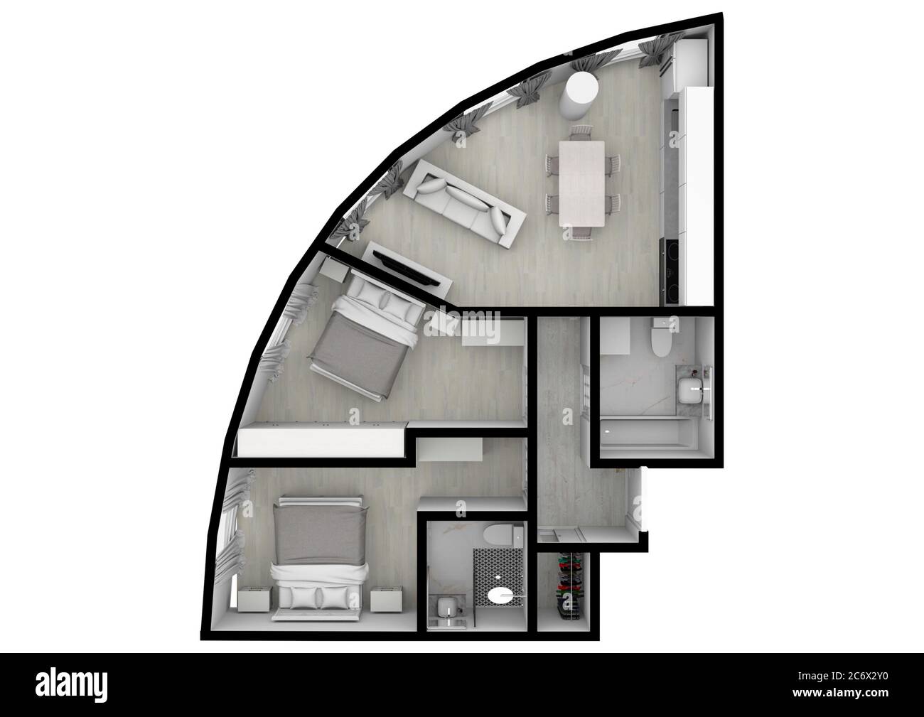 Plan du site. plan d'étage 3d. Plan d'étage noir et blanc. Plan d'étage vue du dessus. Plan de la surface de vente. Banque D'Images