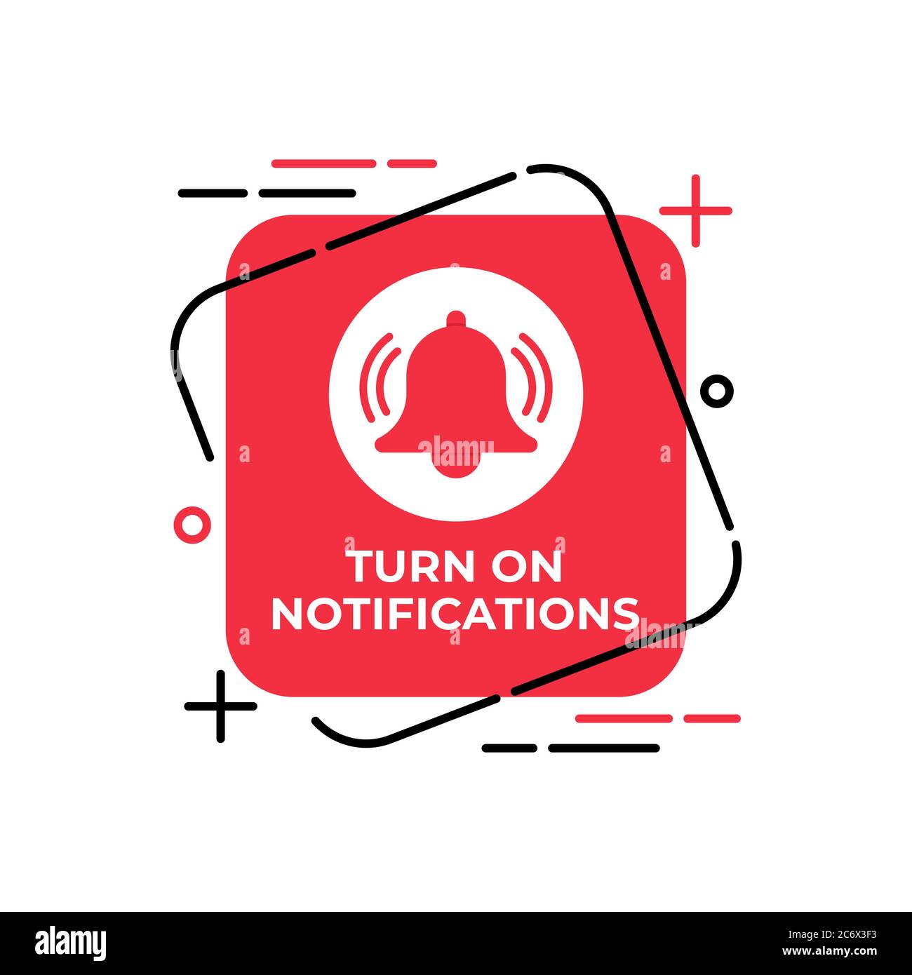 Activez l'icône du bouton notification pour les réseaux sociaux. Icône de sonnerie de notification bouton modèle de conception d'illustration vectorielle. Icône de sonnerie ou bouton pour le canal vidéo Illustration de Vecteur
