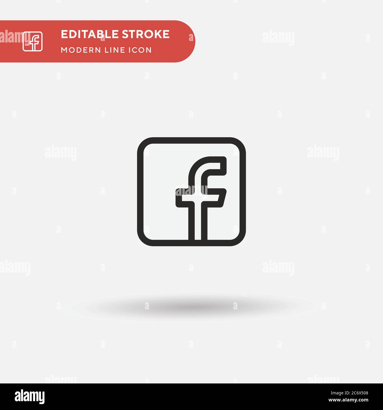 Icône de vecteur simple Facebook. Modèle de conception de symbole d'illustration pour l'élément d'interface utilisateur Web mobile. Pictogramme moderne de couleur parfaite sur contour modifiable. Faceboo Illustration de Vecteur