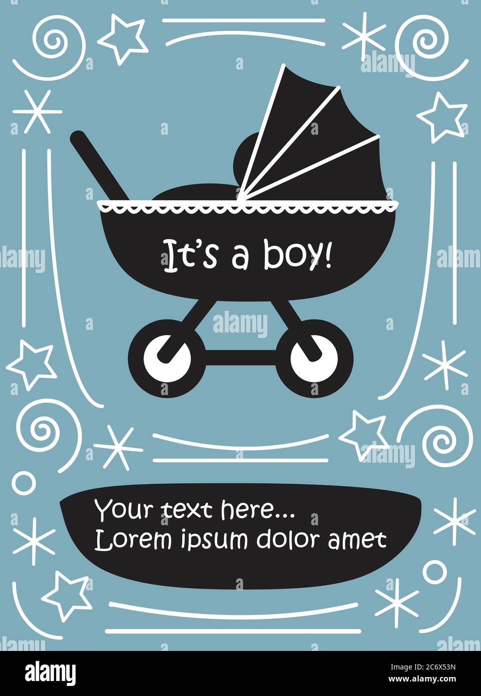 Garcon En Landau Bebe Mignon Plat Noir Et Blanc Image Avec Image Vectorielle Stock Alamy