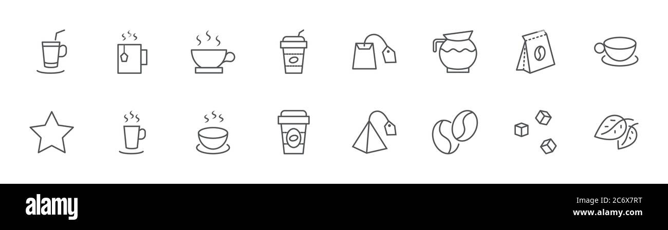 Icônes de la ligne de thé café. Thé Icon Cup, thé vert de grains de café. Contour modifiable Illustration de Vecteur Icônes de la ligne de thé café. Thé Icon Cup, thé vert de grains de café. Contour modifiable Illustration de Vecteur