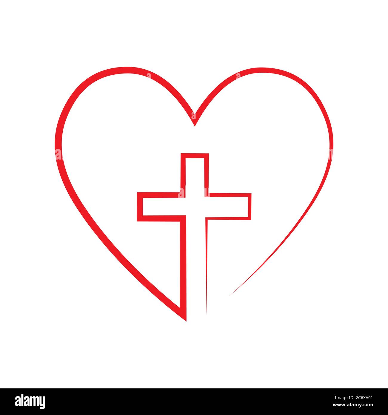 Croix chrétienne en cœur rouge, illustration vectorielle Illustration de Vecteur