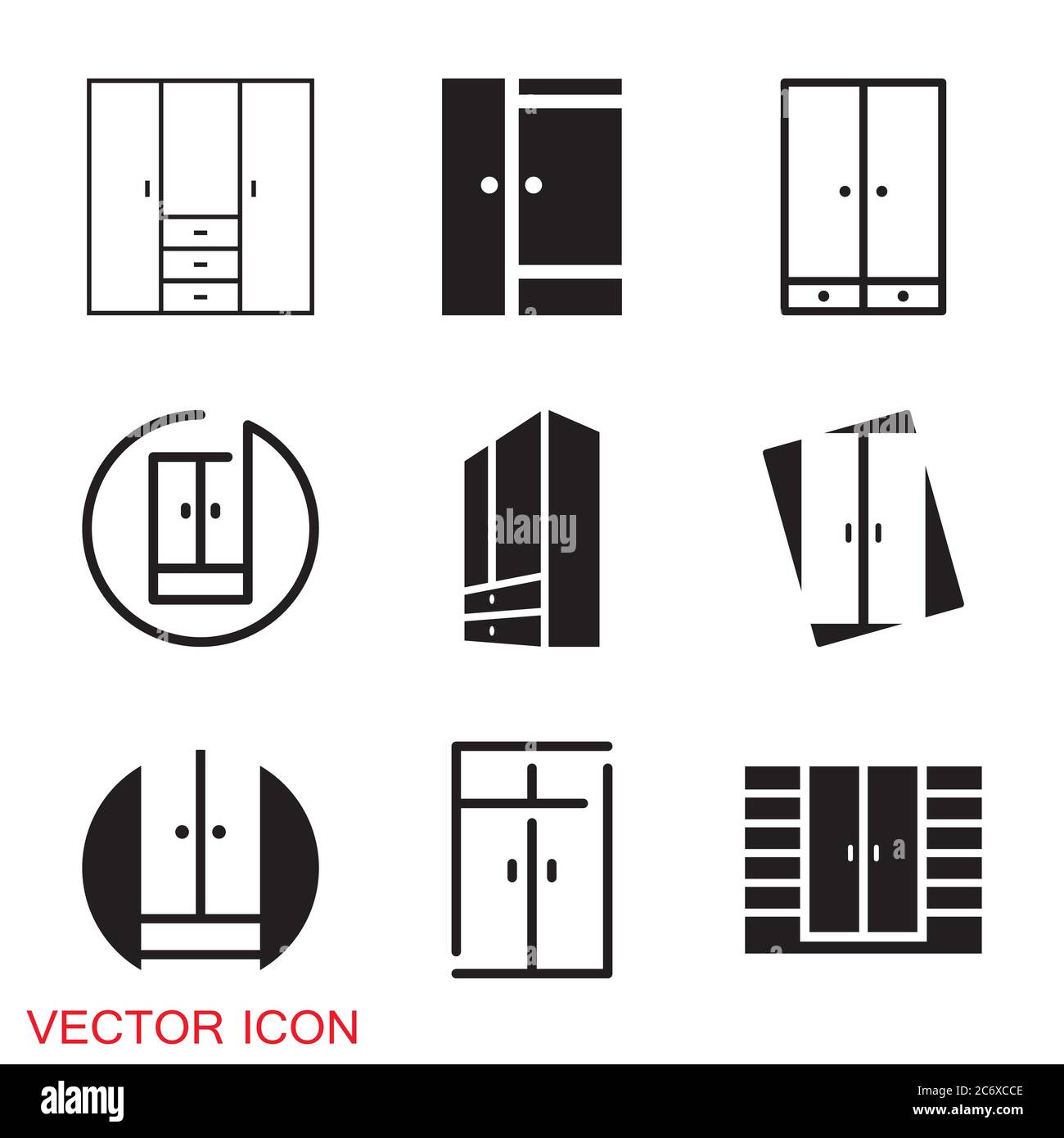 Icône de placard, mobilier et icônes de décoration. Illustration vectorielle. Illustration de Vecteur