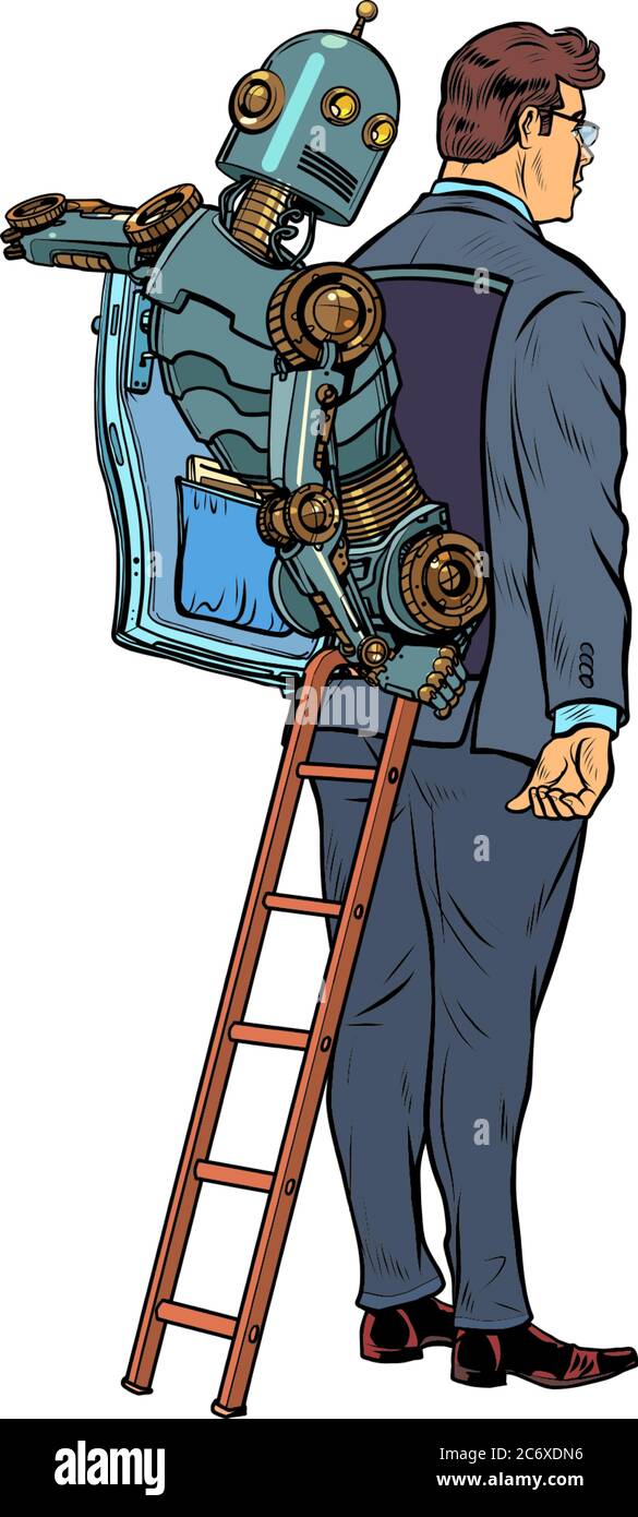 Le robot prétend être humain. Intelligence artificielle et humanité Illustration de Vecteur