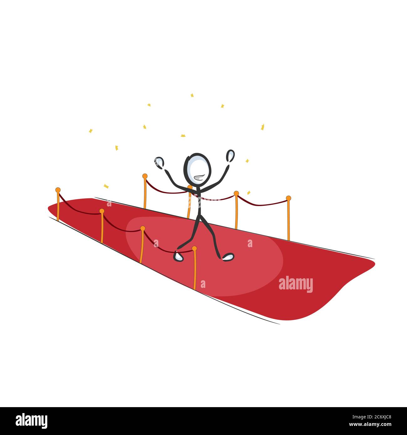 Promenade de célébrités de tapis rouge. Vector simple Super star vip personne. Stickman pas de visage clipart dessin animé. Dessiné à la main. Dessin Doodle, illustration graphique Illustration de Vecteur