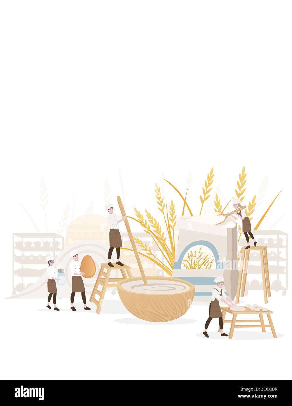 Fabricant de boulangerie chef cuisinier homme et femme cuisine professionnel boulangerie dessin animé personnage dessin vectoriel plat illustration sur fond blanc Illustration de Vecteur