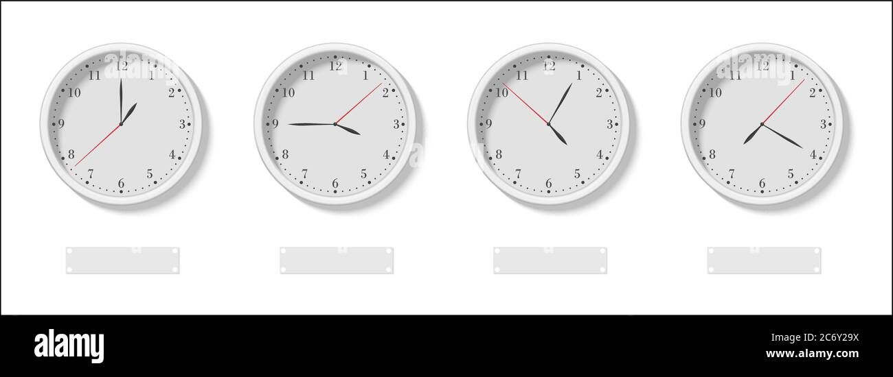 Les quatre faces de l'horloge avec les différents signes d'heure et de vide sous l'illustration vectorielle Illustration de Vecteur