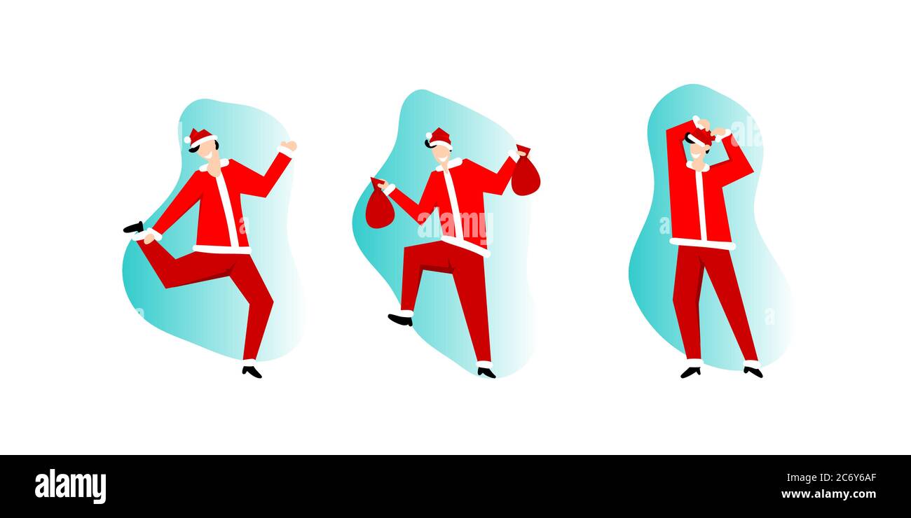 Père Noël en costume rouge Happy Dancing Vector Illustration de Vecteur