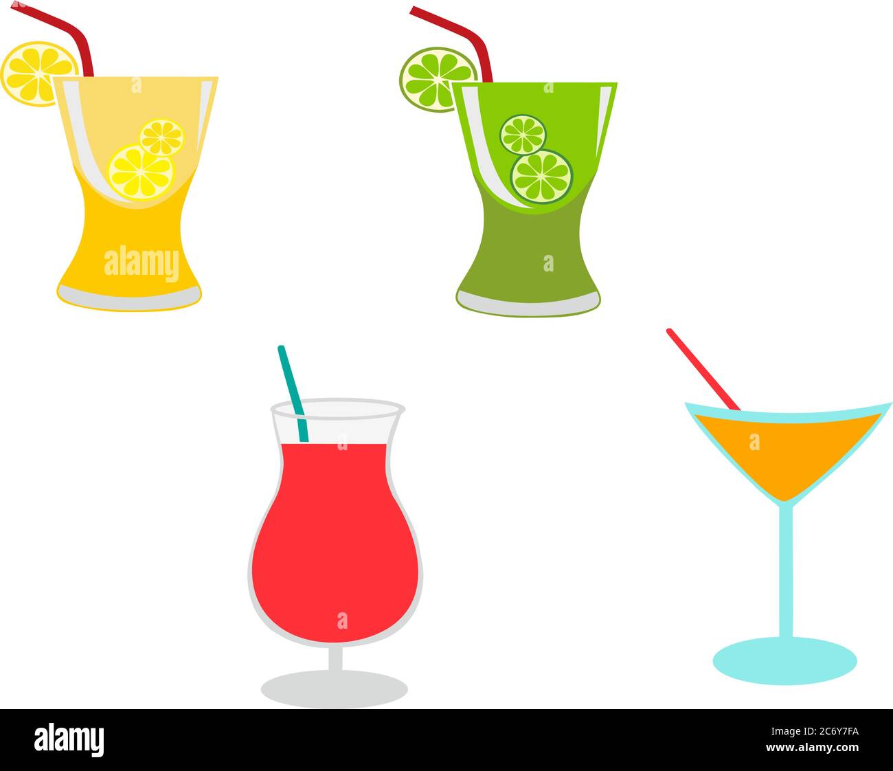 Cocktail tendance au jus de fruits. Jus de citron, de cerise, de kiwi et d'orange. Convient aux brochures et affiches. VECTEUR Illustration de Vecteur