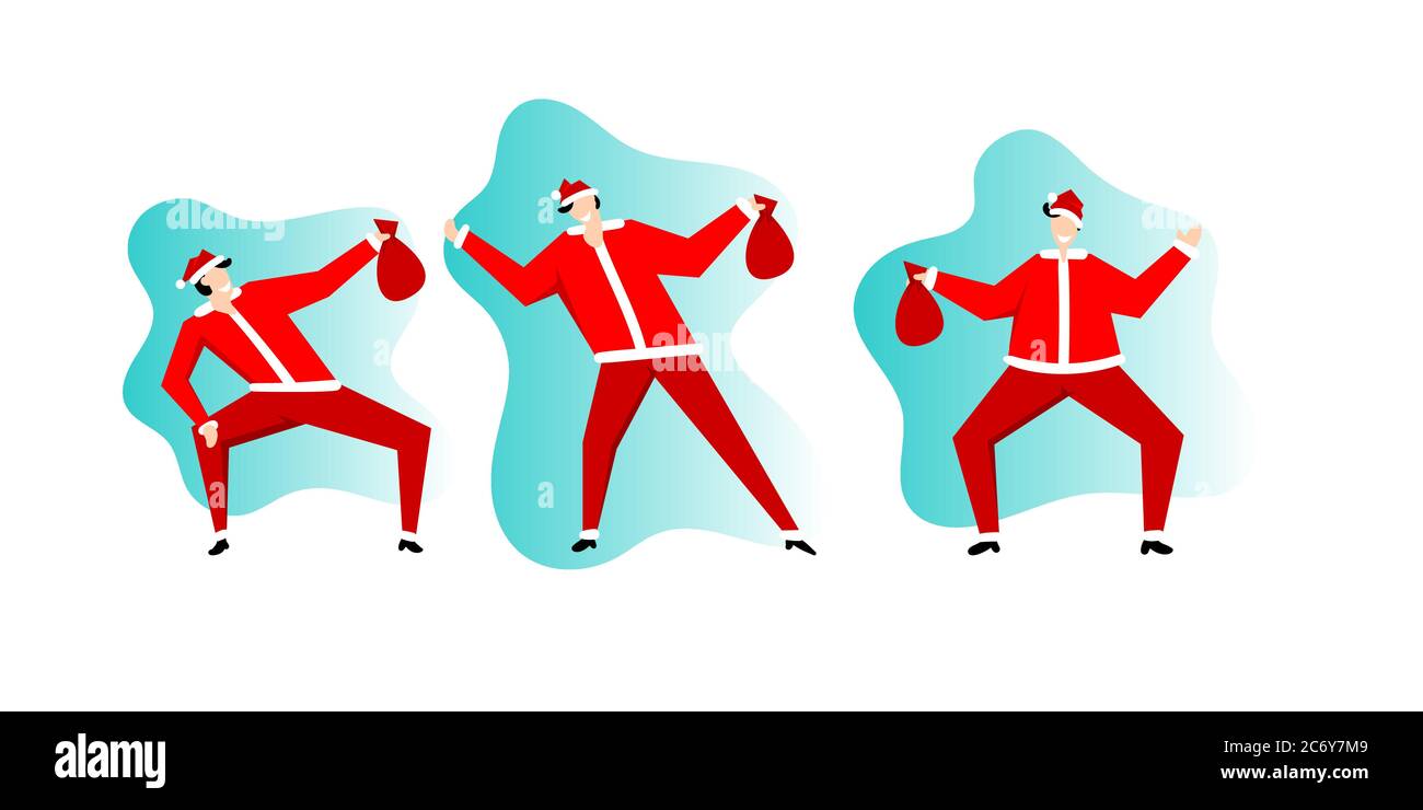 Père Noël en costume rouge Happy Dancing Vector Illustration de Vecteur
