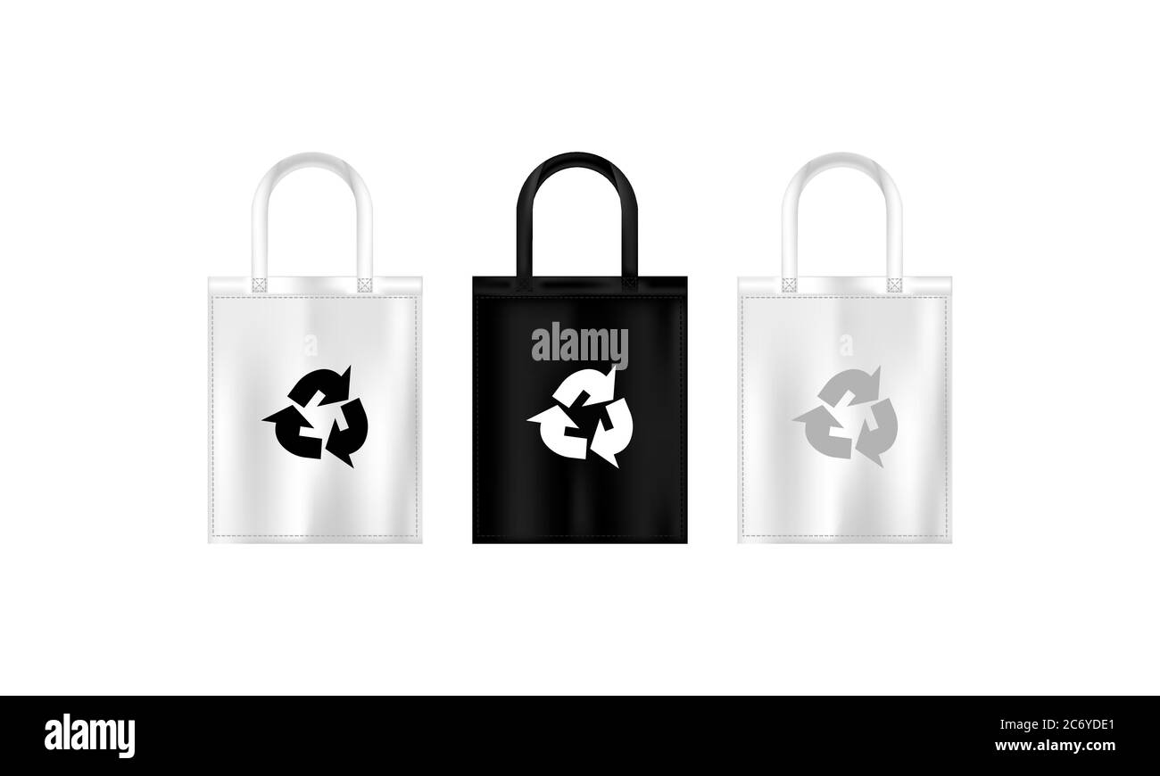 Sac écologique en tissu avec symbole de recyclage. Montant plat. Vecteur sur fond blanc isolé. SPE 10 Illustration de Vecteur