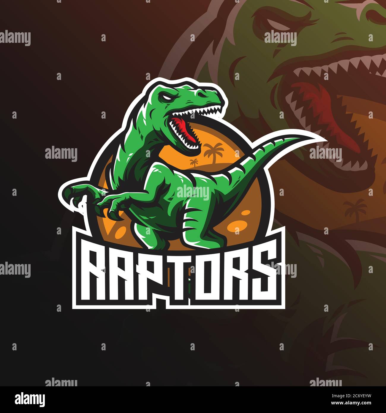conception de logo de mascotte vectorielle raptor avec un style de concept d'illustration moderne pour l'impression de badge, d'emblème et de t-shirt. illustration dinosaure en colère. Illustration de Vecteur