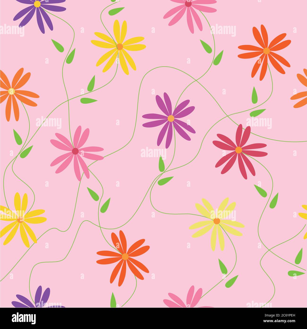 ligne de couleur vectorielle, pâquerettes, fleurs isolées. Répétition Illustration de Vecteur