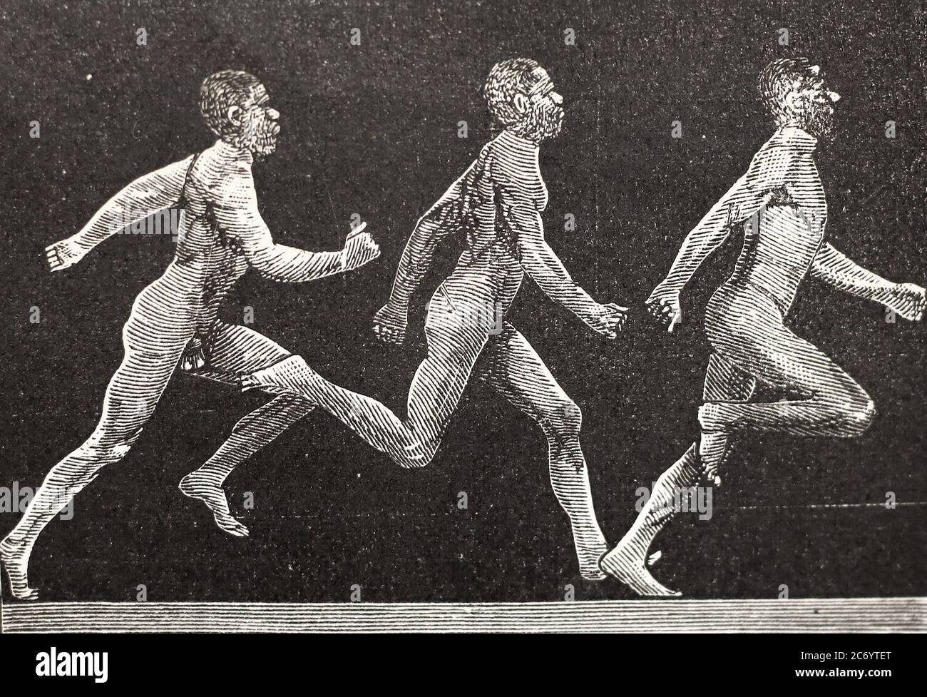 Photo instantanée d'un homme en train de courir. La photo du XIXe siècle. Banque D'Images