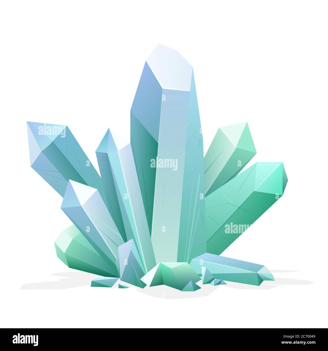 Cristal magique. Amethyst, topaze, quartz bleu, ruby vert pierre gemme élément de jeu de Trésor Illustration de Vecteur