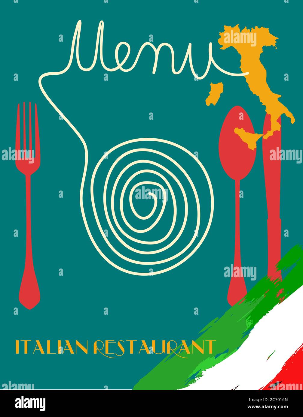 Menu pour restaurant italien, œuvres d'art fictives, espace de copie gratuit Illustration de Vecteur