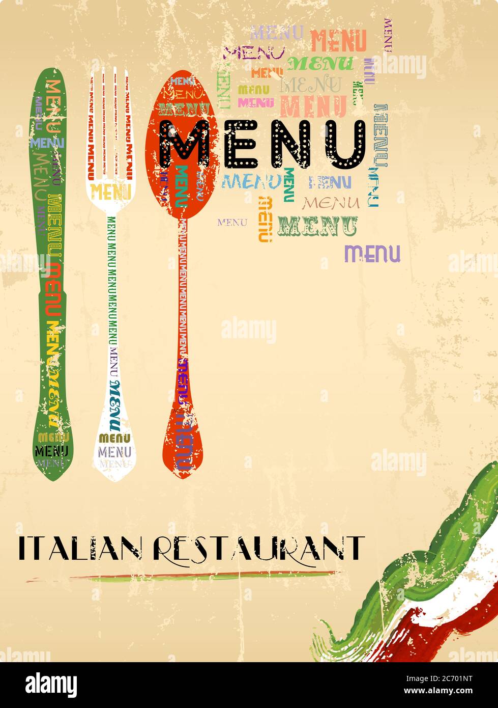 Modèle de menu pour restaurant italien, espace de copie gratuit, illustration vectorielle Illustration de Vecteur