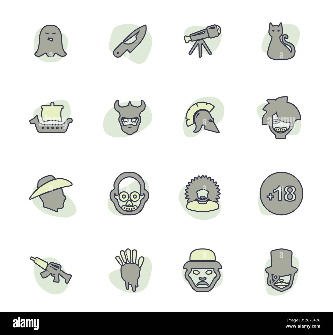 Les genres du cinéma icons set Illustration de Vecteur