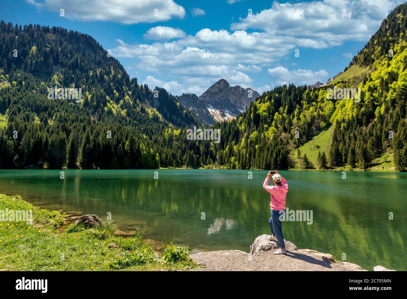 Le lac de Plagnes. Chablais. alpes françaises. Haute-Savoie. Auvergne-Rhône-Alpes. France Banque D'Images