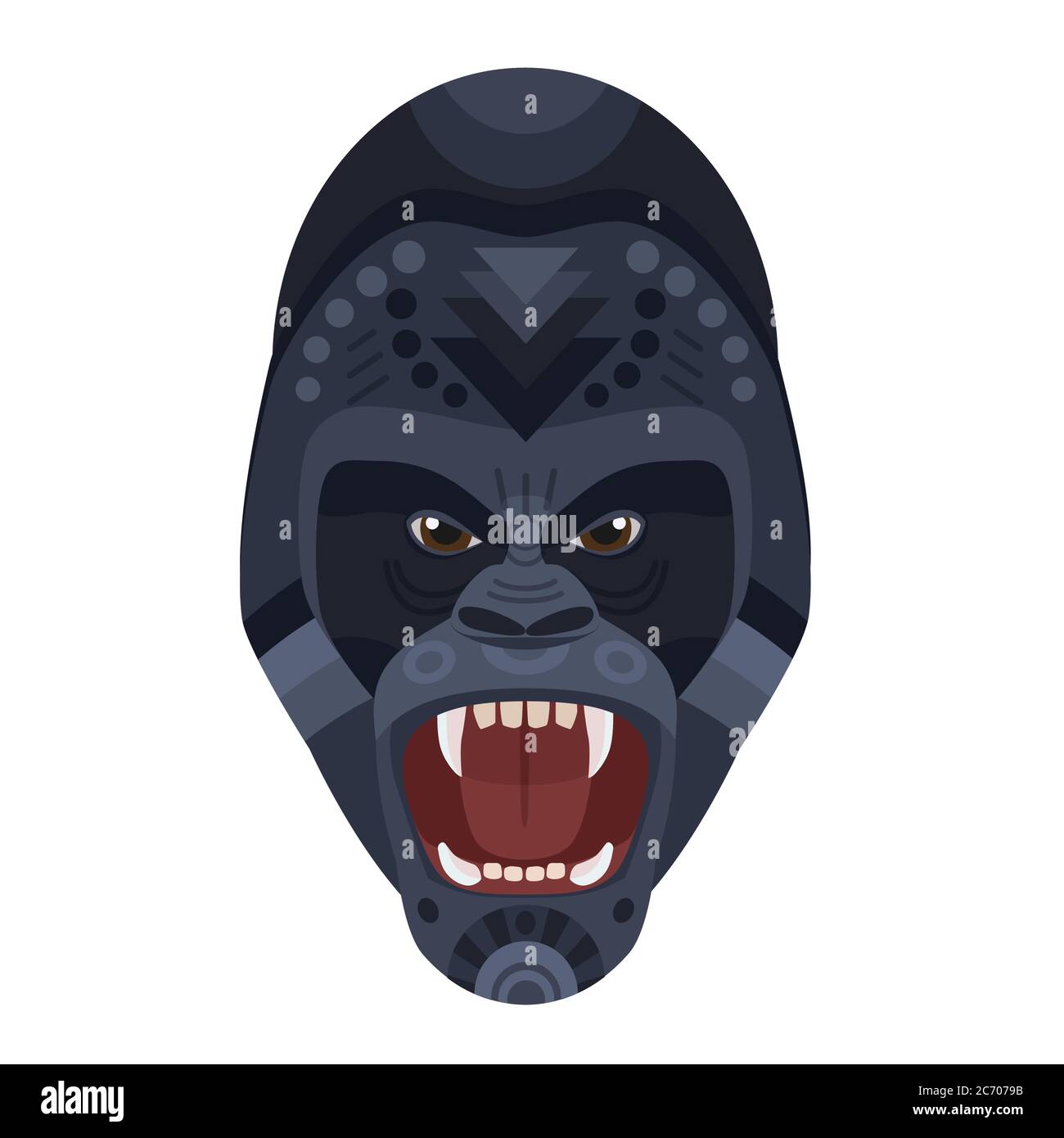 Logo tête de rigole sauvage et féroce. Emblème décoratif vectoriel Illustration de Vecteur