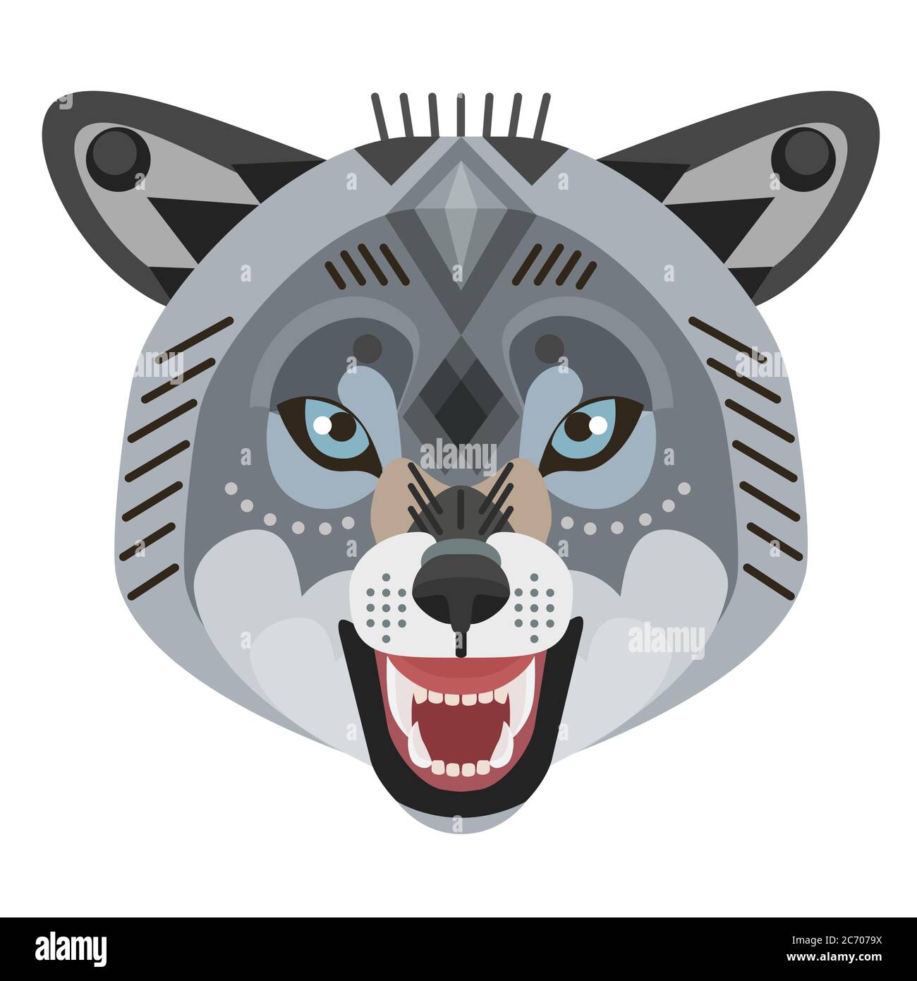 Logo tête de loup en colère. Illustration d'emblème décoratif vectoriel Illustration de Vecteur