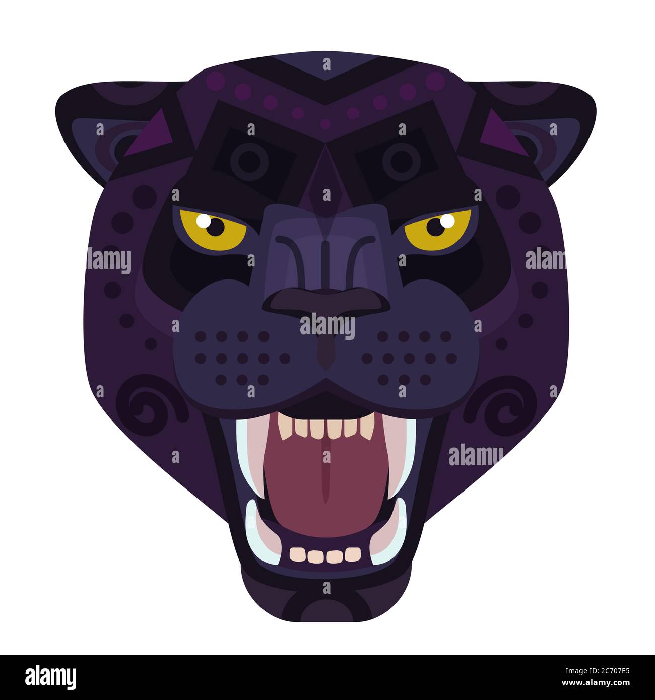 Logo Angry Black Panther Head. Emblème décoratif pour chat sauvage Illustration de Vecteur