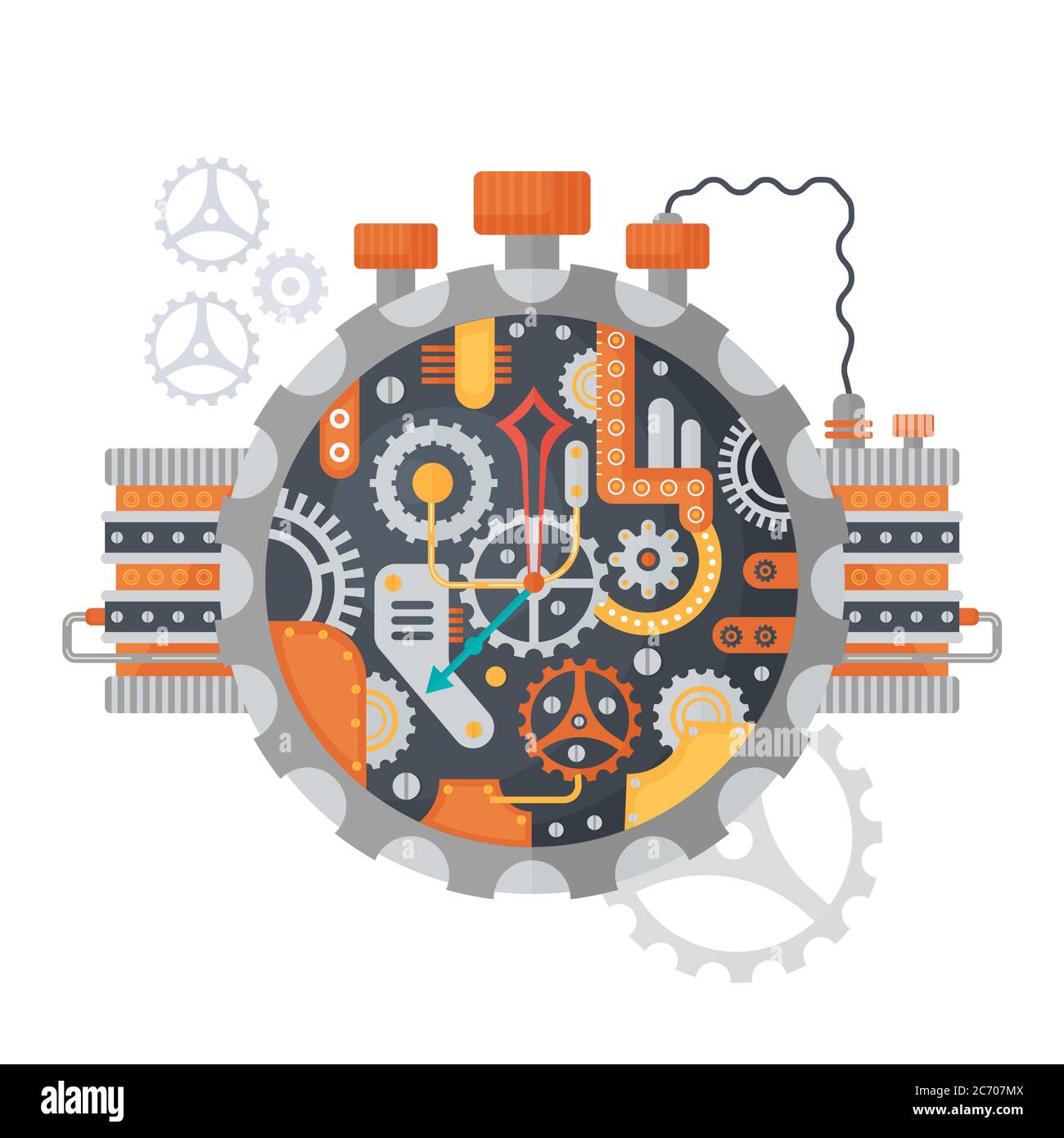 Steampunk vintage COGS et cadran d'horloge de montres isolées sur blanc. Illustration vectorielle Illustration de Vecteur
