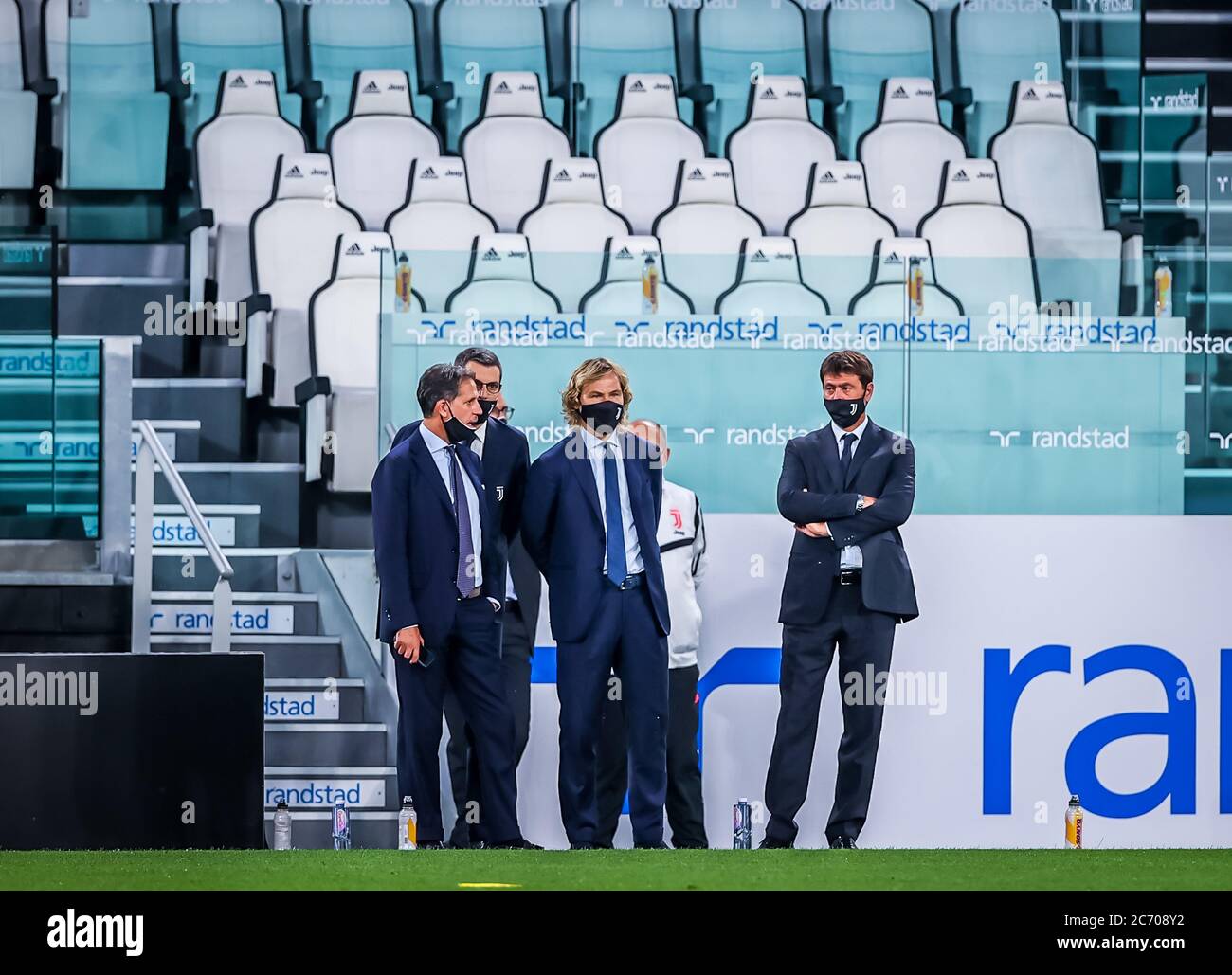 Turin, Italie. 11 juillet 2020. Andrea Agnelli et Pavel Nedved lors de la série UN match de 2019/20 entre Juventus et Atalanta BC au stade Allianz, Turin, Italie le 11 juillet 2020 - photo Fabrizio Carabelli/LM crédit: Fabrizio Carabelli/LPS/ZUMA Wire/Alay Live News Banque D'Images