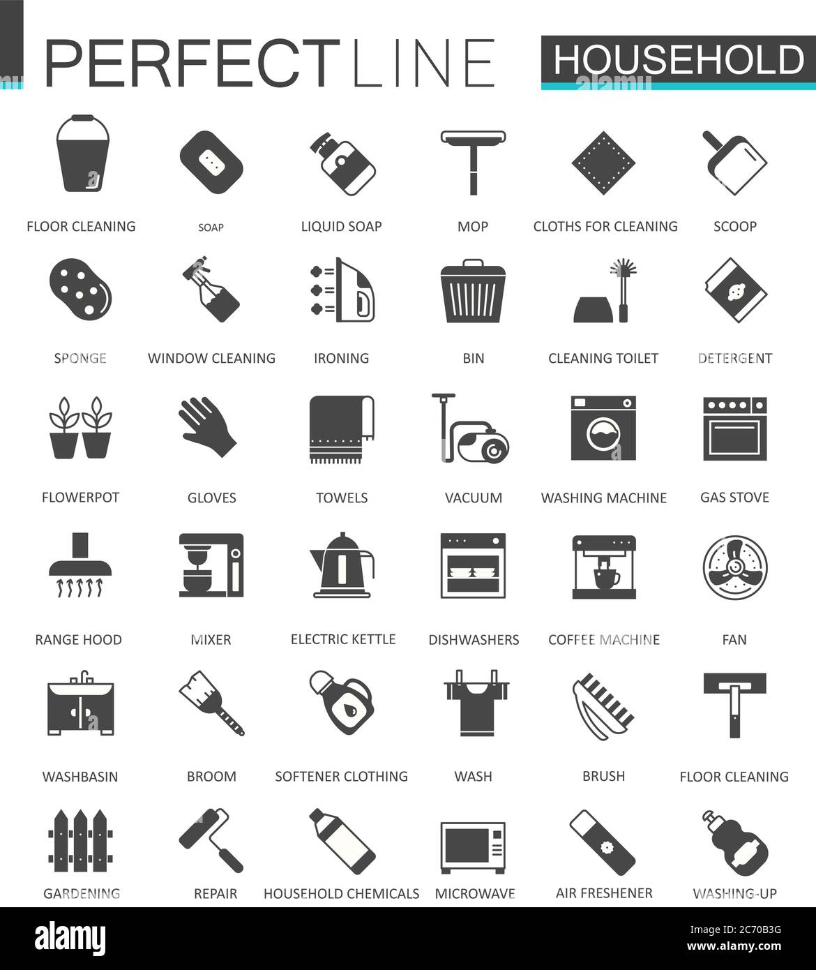 Icônes Web noir classiques pour appareils ménagers isolées Illustration de Vecteur