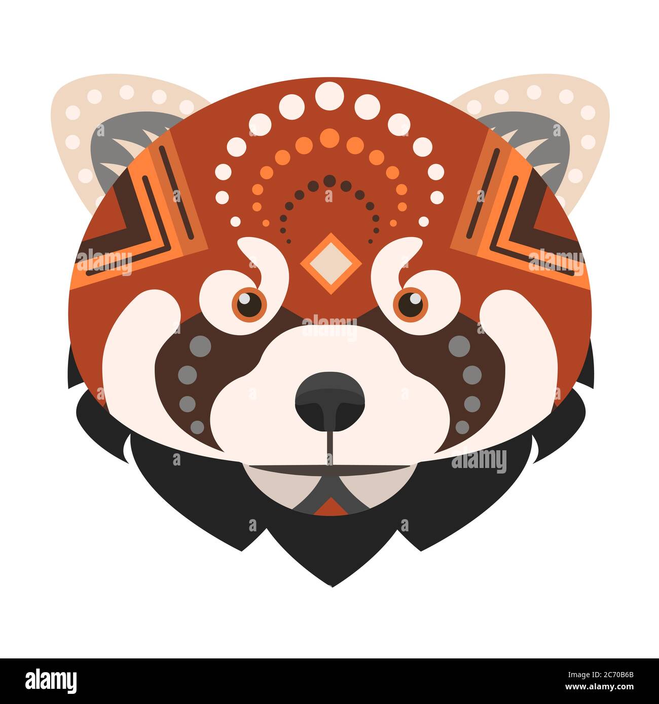 Logo Red Panda Head. Emblème décoratif de renard roux Illustration de Vecteur