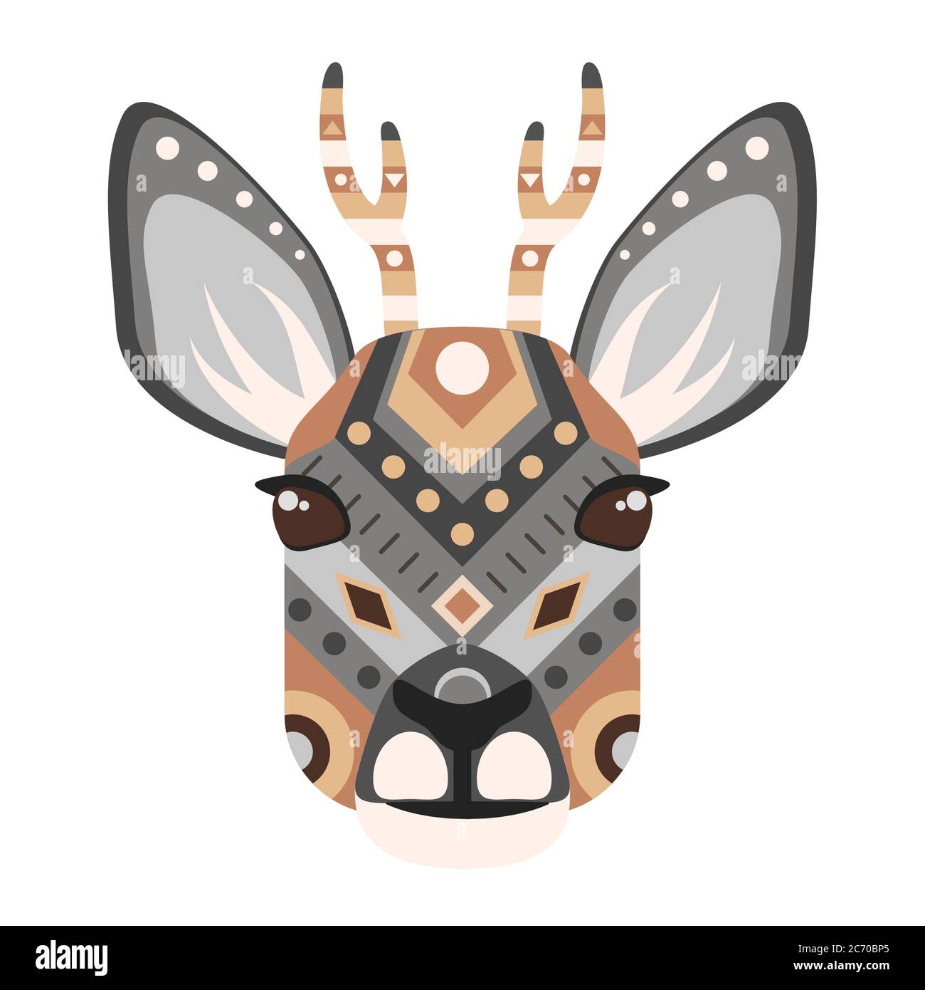 Logo tête du ROE. Emblème décoratif à motif cerf Illustration de Vecteur