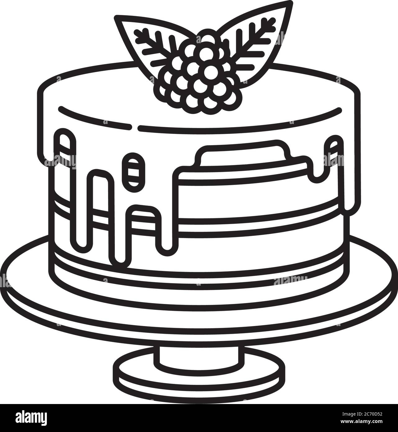 Icône représentant un vecteur ilie de gâteau à la framboise. Symbole de contour de pâtisserie aux fruits doux Illustration de Vecteur