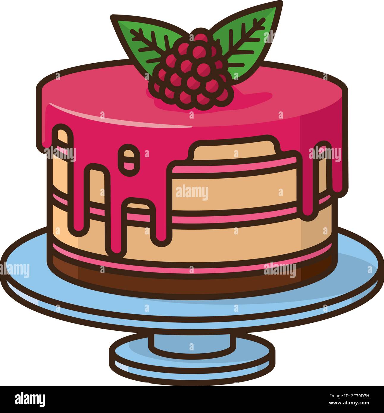 Illustration vectorielle isolée du gâteau au framboisier pour la Journée du gâteau au framboise le 19 juillet. Symbole pâtisserie Illustration de Vecteur