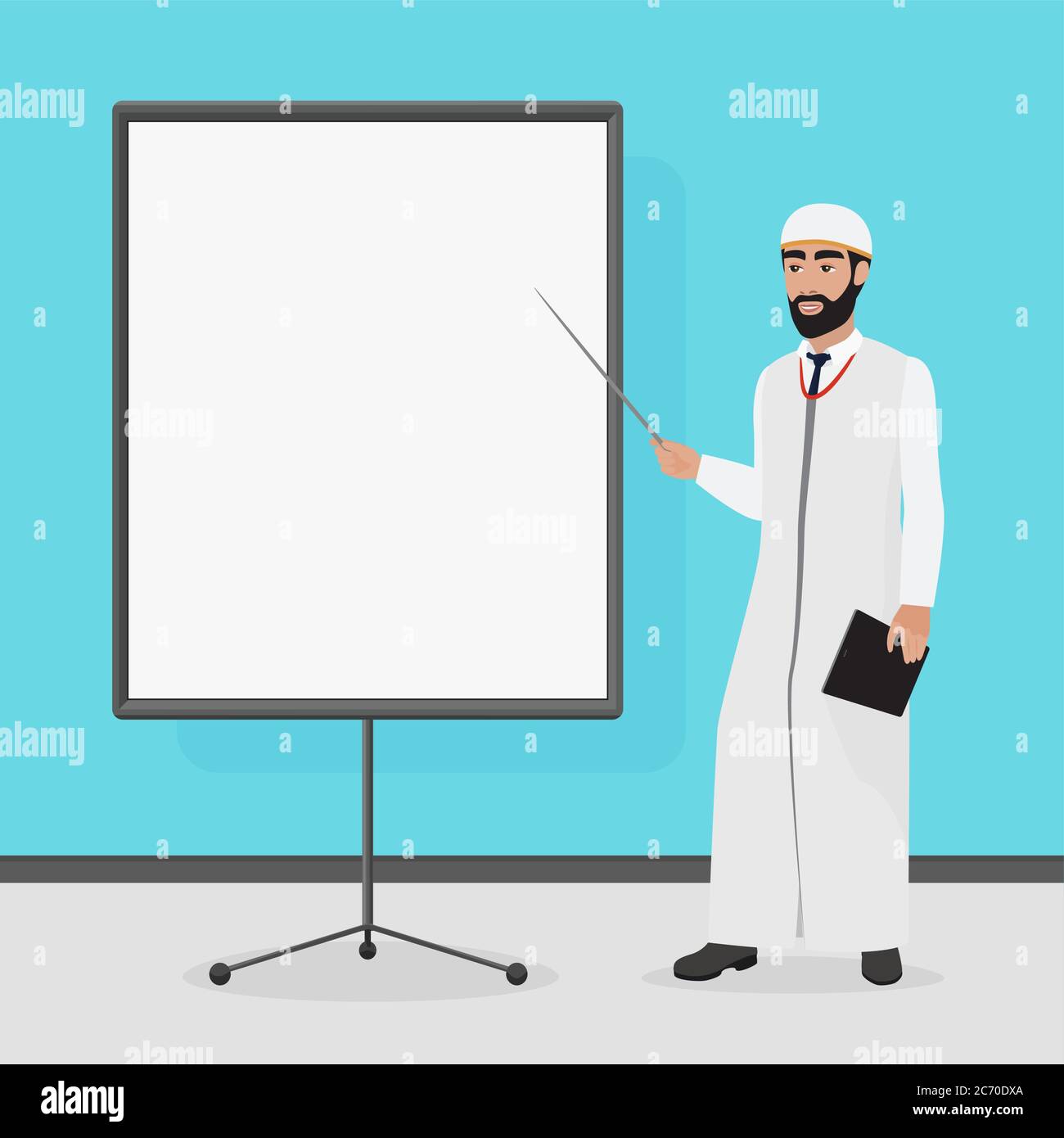 Homme d'affaires arabe à une présentation. Illustration vectorielle de ...