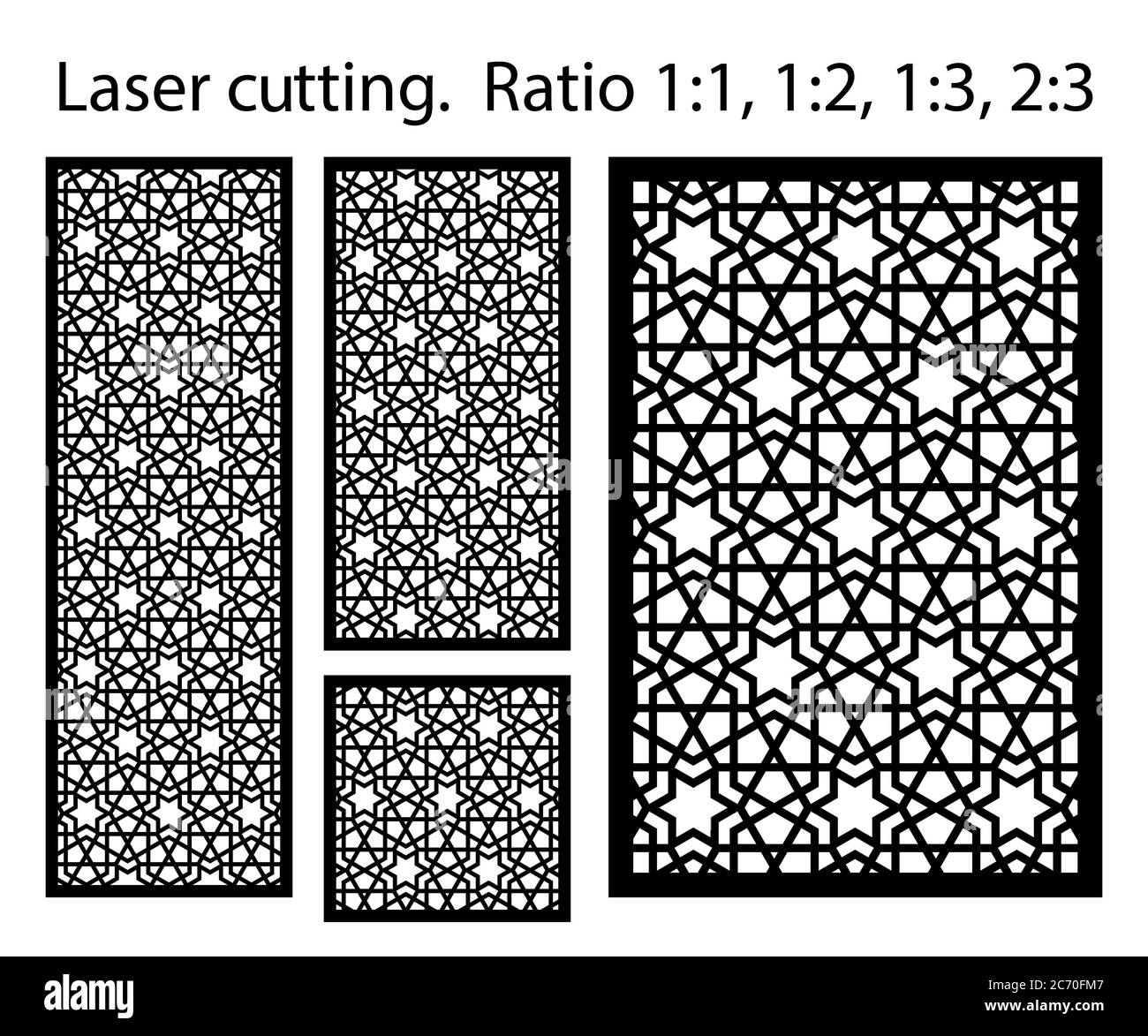Gabarit de panneau vectoriel de découpe laser. Décoration CNC, design jali, cloison intérieure. Modèle de découpe laser arabe islamique Illustration de Vecteur
