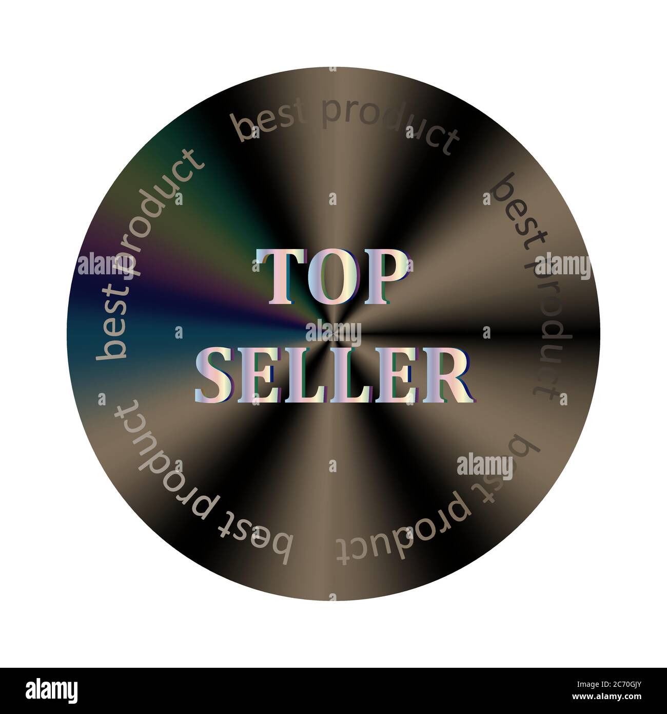 Top seller rond hologramme foncé autocollant réaliste, emblème, sceau, icône, badge. Elément vectoriel pour la garantie de qualité du produit Illustration de Vecteur