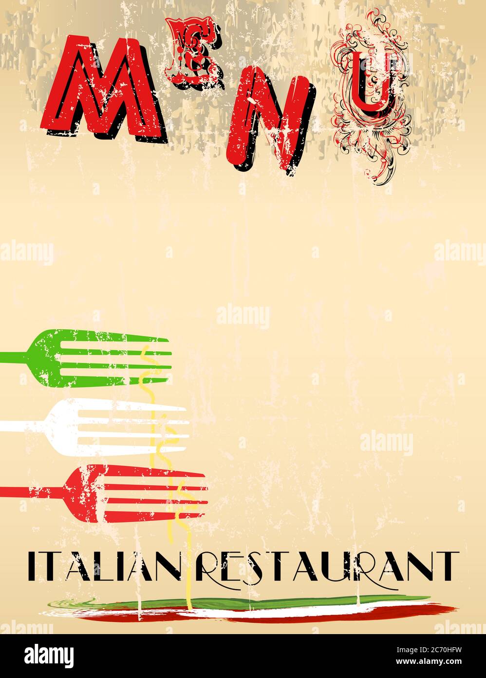 Menu pour restaurant italien, espace de copie gratuit Illustration de Vecteur