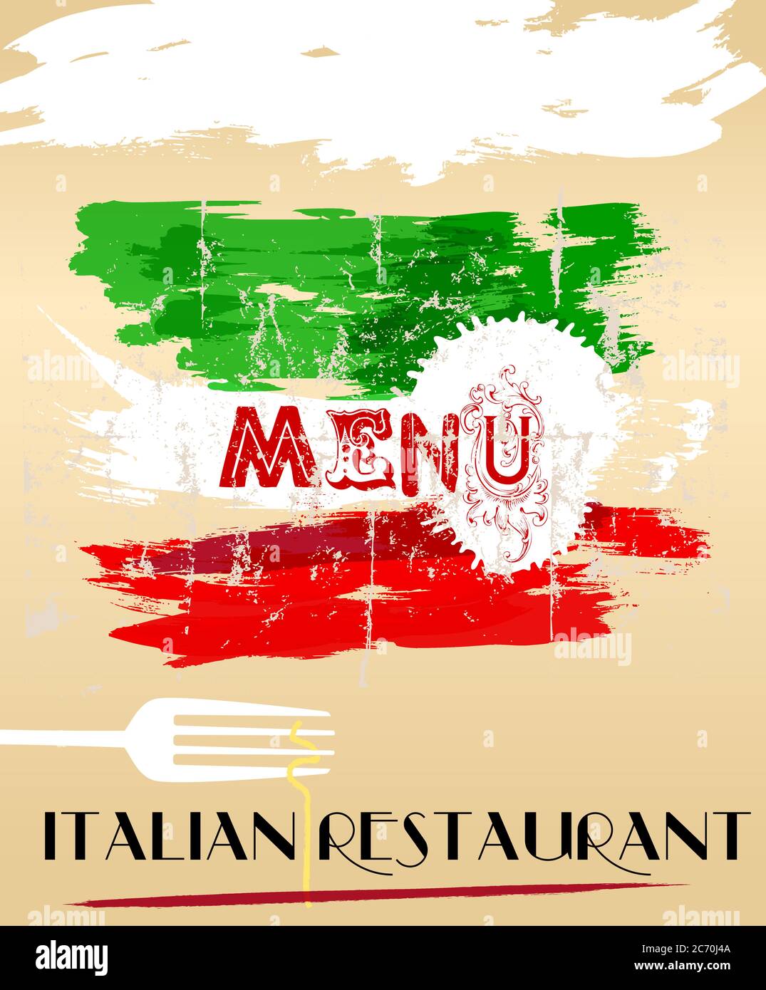 Menu pour restaurant italien, espace libre pour nom de restaurant Illustration de Vecteur
